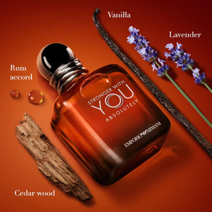 Armani beauty - Stronger With You Absolutely - Parfum - Cologne for Men - Spicy Ambery Gourmand Men’s Fragrance – Rum Accord, Cedarwood, Lavendar & Vanilla Notes