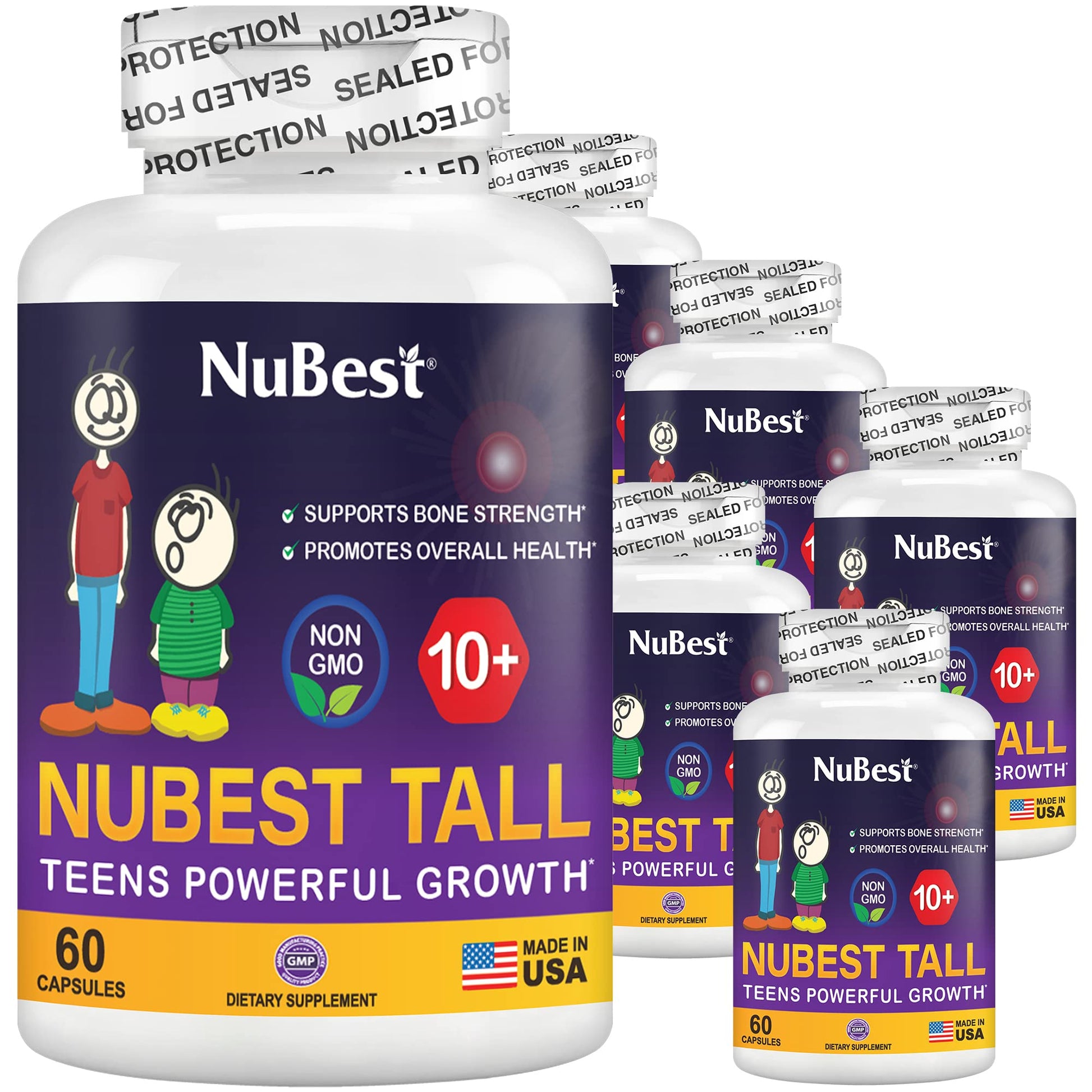 NuBest Tall 10+, Powerful Growth for Kids & Teens (10+), Milk Drinkers, 60 Capsules by NuBest Nutrition®