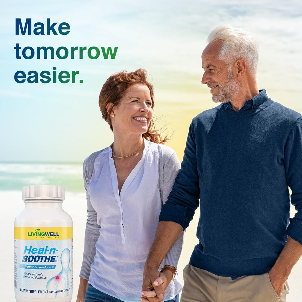 HEAL-N-SOOTHE Joint Support Supplements - Proteolytic Enzymes Like Bromelain & Papain, with Boswellia, Turmeric, & Ginger - Promotes Protein Digestive Function & Body Defense Wellness - 90 Count