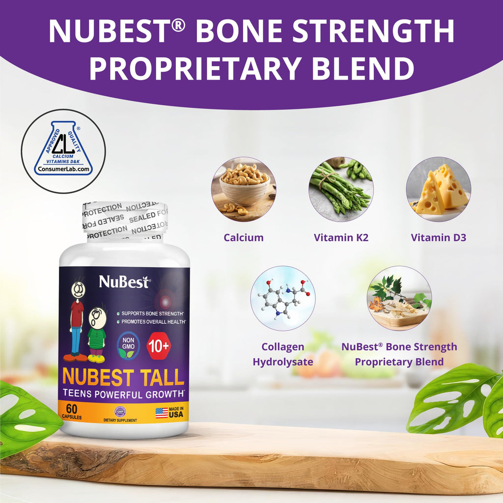 NuBest Tall 10+, Powerful Growth for Kids & Teens (10+), Milk Drinkers, 60 Capsules by NuBest Nutrition®