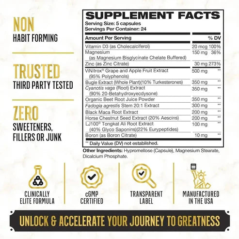 Nutragole King Maker Pack of 3, 13-in-1 Anabolic Supplement for Men to Increase Stamina, Lean Muscle Growth & Recovery, N.O. Booster with Tongkat Ali (LJ100), 120 Capsules